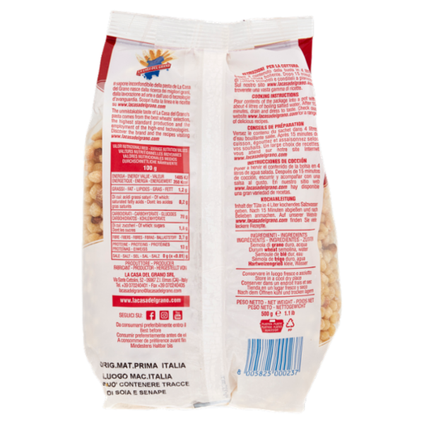 La Casa del Grano Le Tradizionali Sa Fregula Sarda Grande 500 g