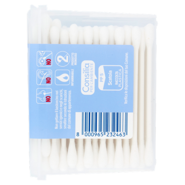 Consilia Bastoncini Cotonati Biodegradabili e Compostabili 300 pezzi