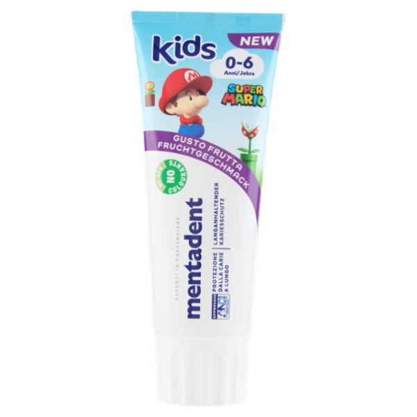 Mentadent Kids 0-6 Anni Super Mario Gusto Frutta 75 ml
