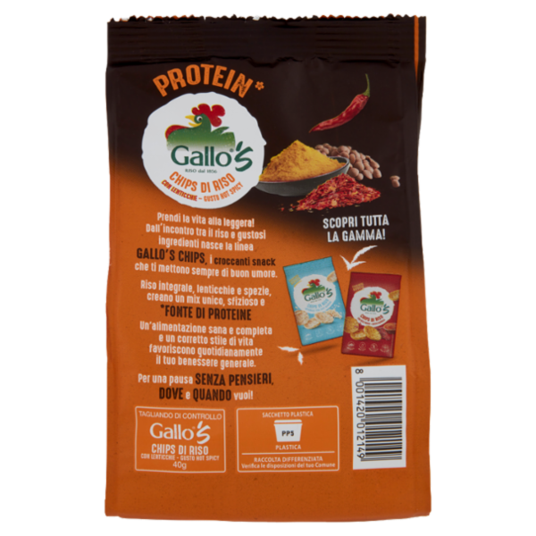 Gallo's Chips di Riso con Lenticchie - Gusto Hot Spicy 40 g