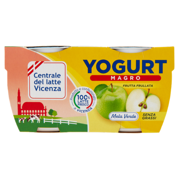 Centrale del latte Vicenza Yogurt Magro Frutta Frullata Mela Verde 2 x 125 g