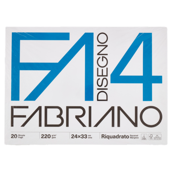 Fabriano Disegno 4 220 g/m² 24x33 cm Riquadrato 20 Fogli