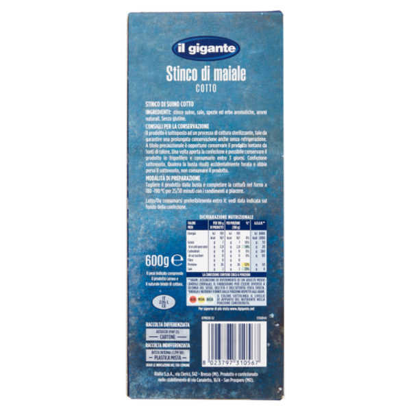 IL GIGANTE Stinco di maiale Cotto 600 g