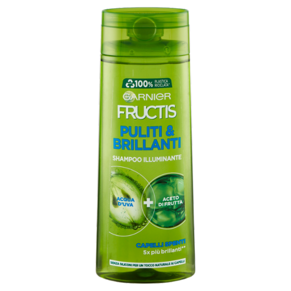 Garnier Shampoo Fructis Puliti & Brillanti, per Capelli Leggeri, Brillanti di Salute, 250 ml