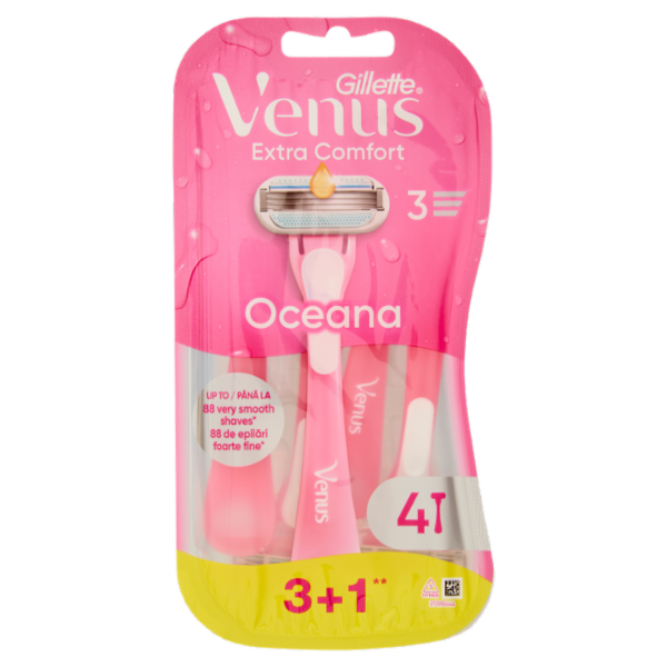 Gillette Venus Extra Comfort Oceana Rasoio Donna Usa e Getta a 3 Lame 3 Rasoi + 1 = 4 Rasoi
