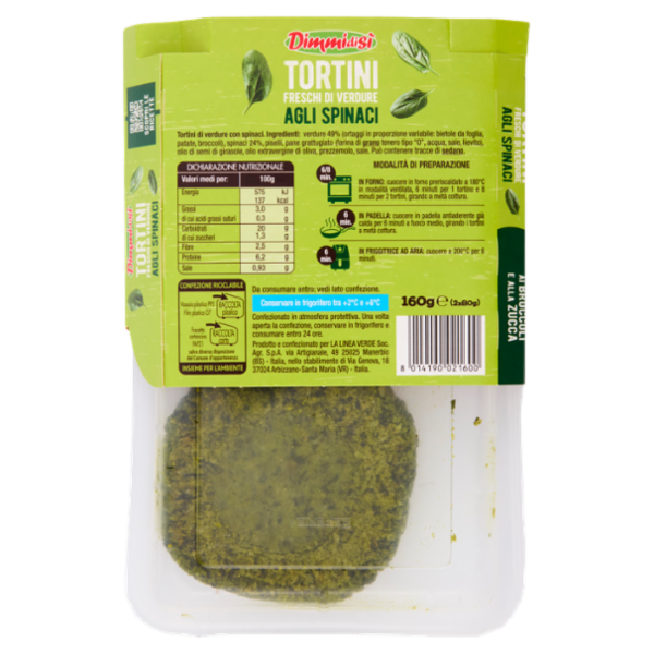 DimmidiSì Tortini Freschi di Verdure agli Spinaci 2 x 80 g
