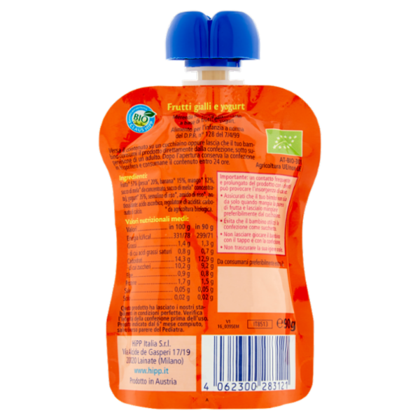 HiPP Biologico Frutta Frullata & Yogurt Frutti gialli 90 g