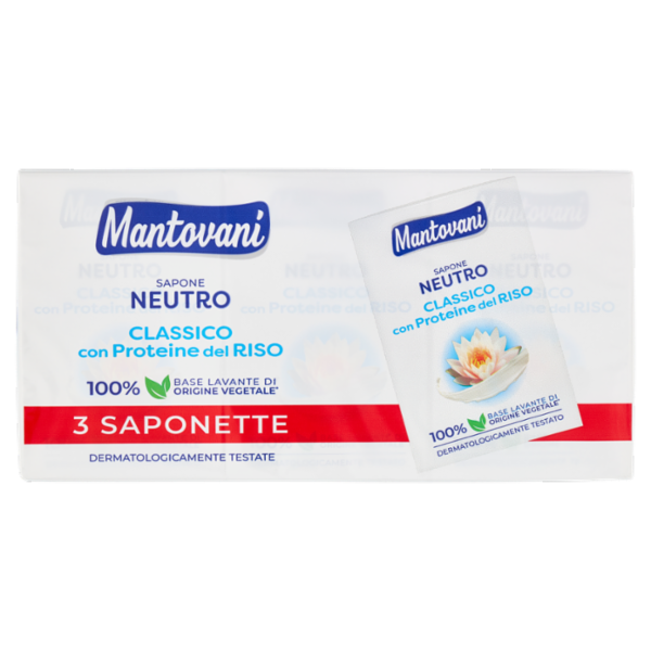 Mantovani Sapone Neutro Classico con Proteine del Riso 3 x 90 g