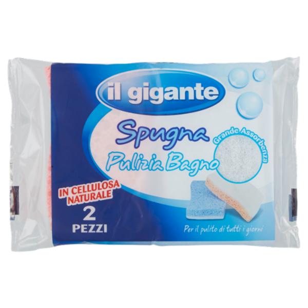 IL GIGANTE Spugna Pulizia Bagno in Cellulosa Naturale 2 pz