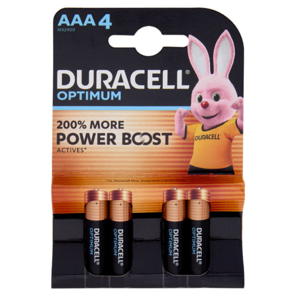Duracell Optimum AAA 4 Mini Stilo / Micro Alcalina 1.5V MX2400 4 pz