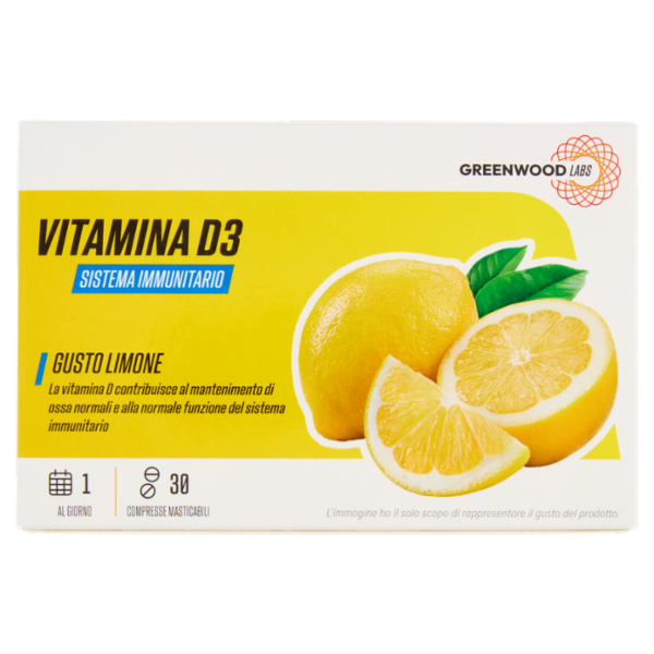 Greenwood Labs Vitamina D3 Sistema Immunitario 30 Compresse Masticabili 12 g