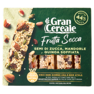 Gran Cereale Barrette Di Cereali Frutta Secca Semi Di Zucca Mandorle e Quinoa Soffiata 120 g