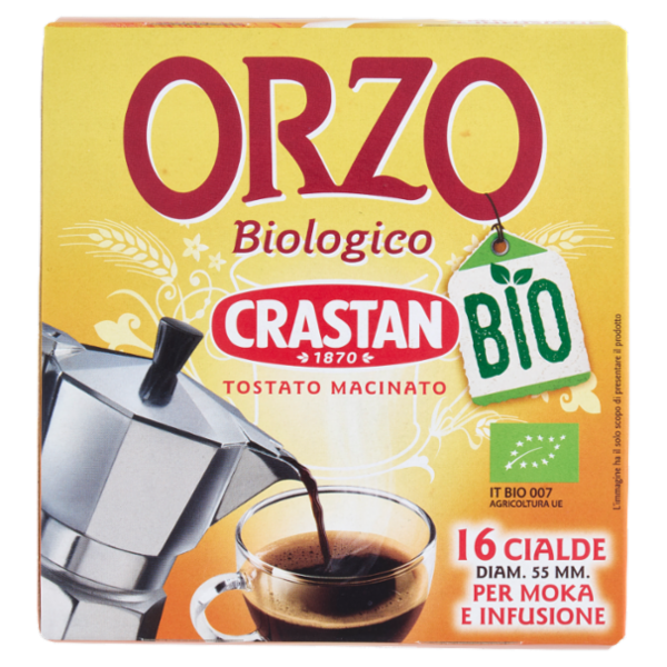 Crastan Bio Orzo Biologico Tostato Macinato 16 Cialde per Moka e Infusione 96 g