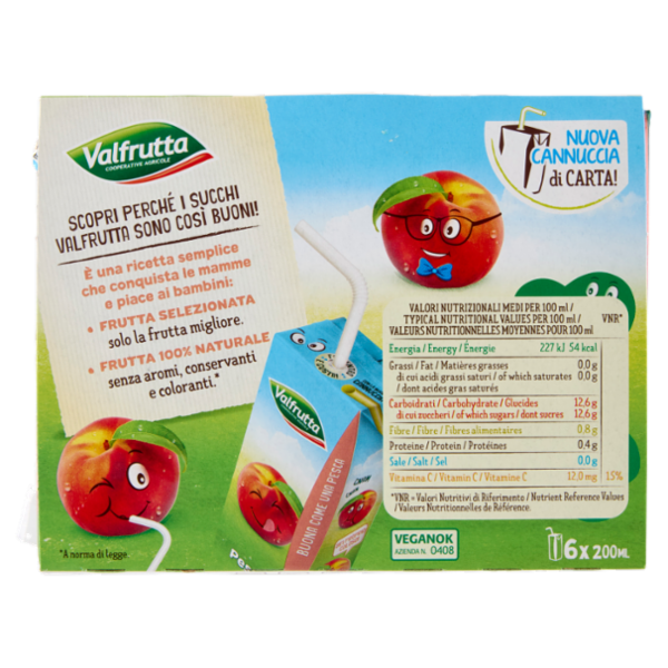 Valfrutta Pesca Italiana Succo e polpa di frutta 6 x 200 ml