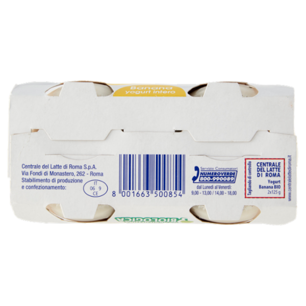 Centrale del Latte di Roma Banana yogurt intero da Agricoltura Biologica 2 x 125 g
