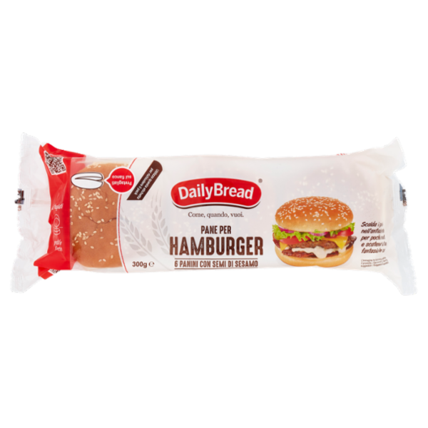 DailyBread Pane per Hamburger Panini con Semi di Sesamo 6 x 50 g