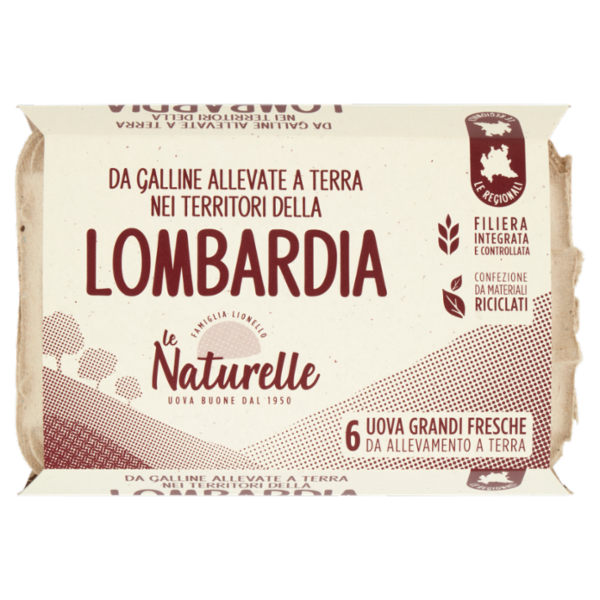 le Naturelle Le Regionali Lombardia 6 Uova Grandi Fresche da Allevamento a Terra