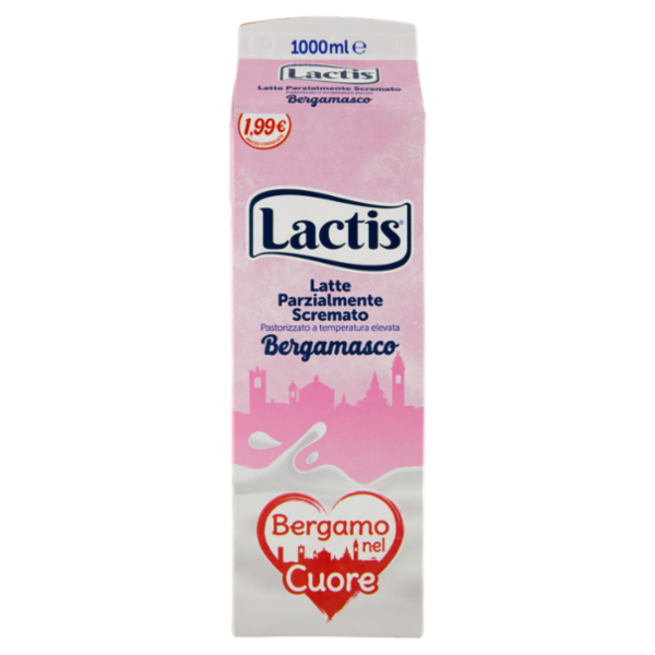 Lactis Latte Parzialmente Scremato Pastorizzato a temperatura elevata Bergamasco 1000 ml