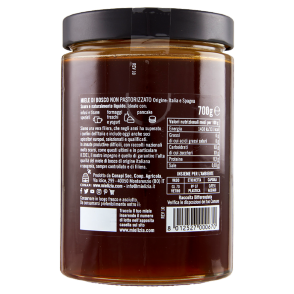 Mielizia Miele di Bosco Non Pastorizzato Italia e Spagna 700 g