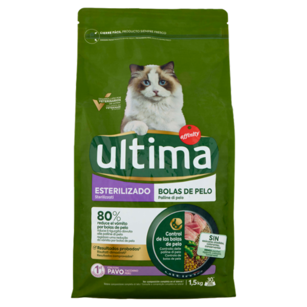 ultima Cat Sterilizzati Palline di Pelo con Tacchino 1,5 kg