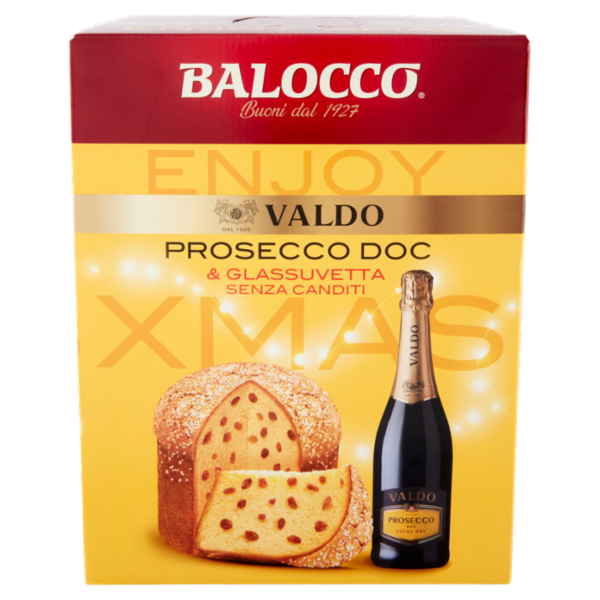 Balocco Enjoy Xmas Glassuvetta Senza Canditi 750 g & Valdo Prosecco DOC Extra Dry 75 cl