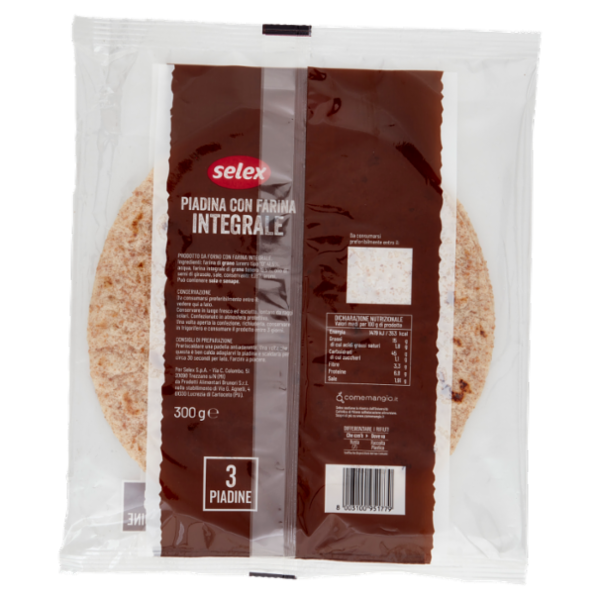Selex Piadine con Farina Integrale 3x100 g