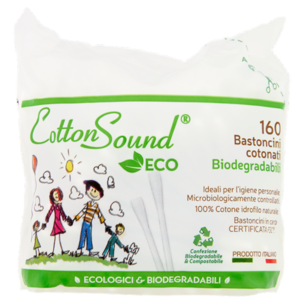 Cotton Sound Eco Bastoncini cotonati Biodegradabili 160 pz