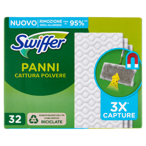 Swiffer Panni Cattura Polvere per Scopa Swiffer - Ricarica 32 Salviette