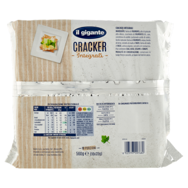 IL GIGANTE Cracker Integrali 16 x 35 g