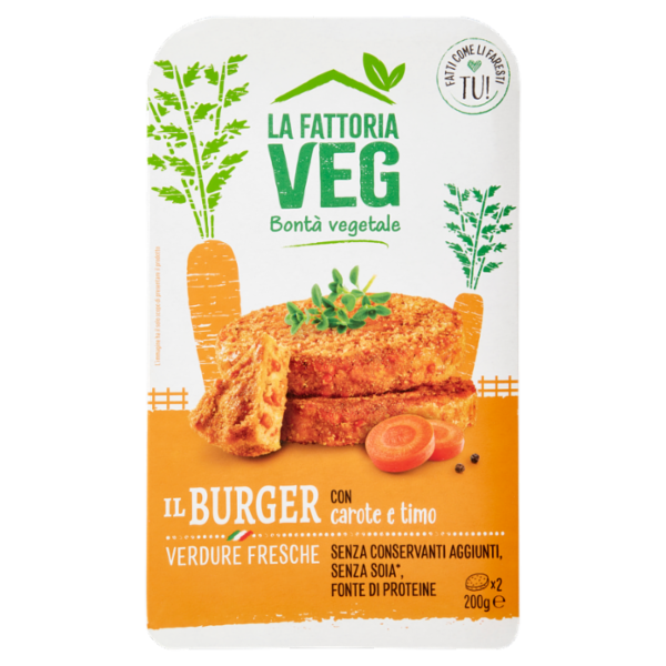 La Fattoria Veg il Burger con carote e timo x2 200 g