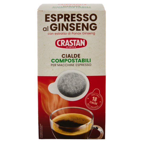 Crastan Espresso al Ginseng Cialde Compostabili per Macchine Espresso 18 x 7 g