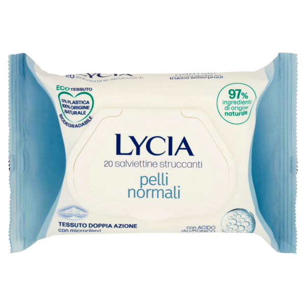Lycia pro>derma salviettine struccanti con Acido Ialuronico per Pelli Normali 20 pz
