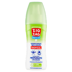 Zig Zag Insetti-Via Antipuntura Tropical Zanzare Comuni, Tigre e Zecche Lime Amaro 100 Ml