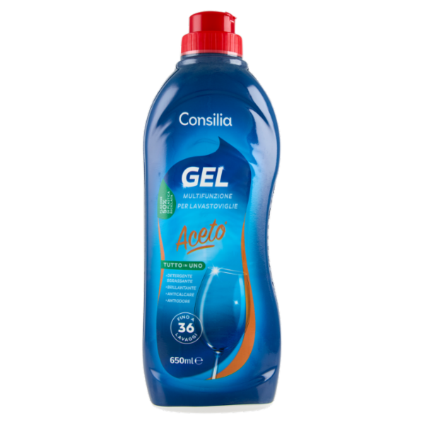 Consilia Detersivo per Lavastoviglie Gel Tutto in 1 all'Aceto 650 ml
