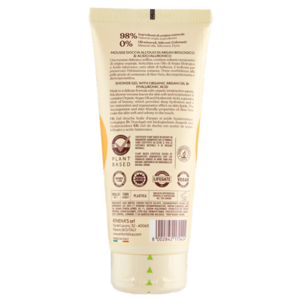 l'Erboristica Mousse Doccia Olio di Argan Biologico e Acido Ialuronico Vellutante 200 ml