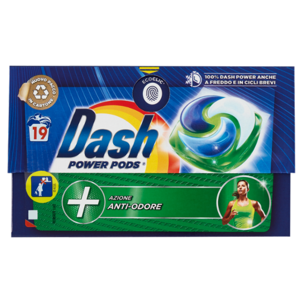 Dash Power Pods Detersivo Lavatrice In Capsule, Azione Anti-Odore, 19 Lavaggi 448,4 g