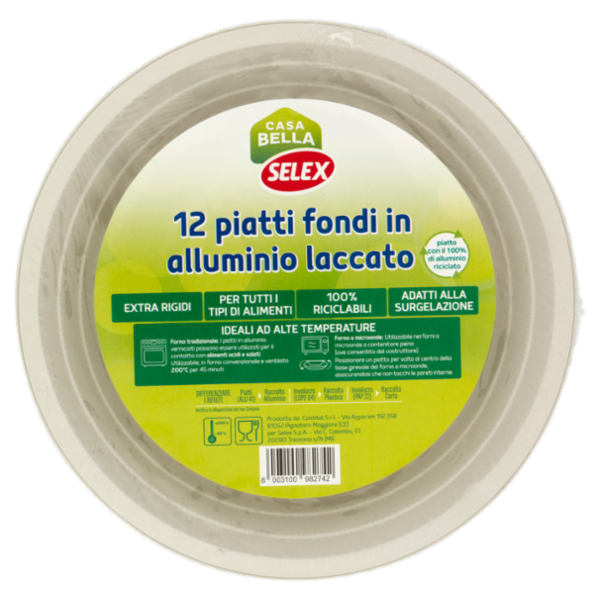 Selex Casa Bella Piatti Fondi in Alluminio Laccato 12 pezzi