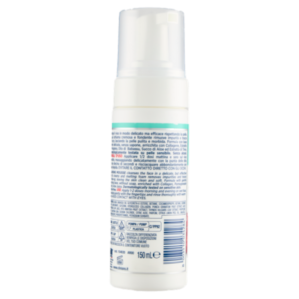 Clinians Antirughe Repair Mousse Detergente Viso Collagene ed Estratto di Melograno 150 mL