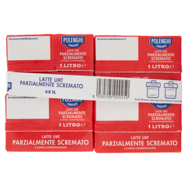 Polenghi Lombardo Latte Parzialmente Scremato 4 x 1 L