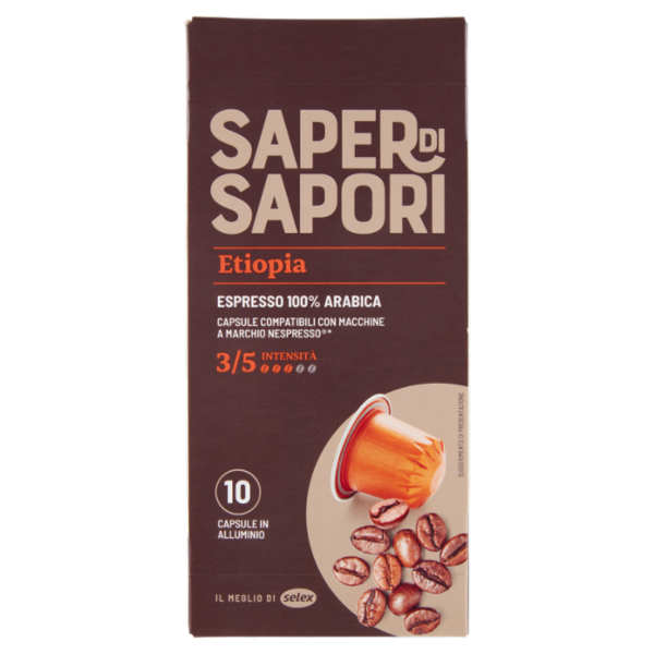 Selex Saper di Sapori Caffè in Capsule Espresso 100% Arabica Etiopia Compatibili Nespresso 10 pezzi