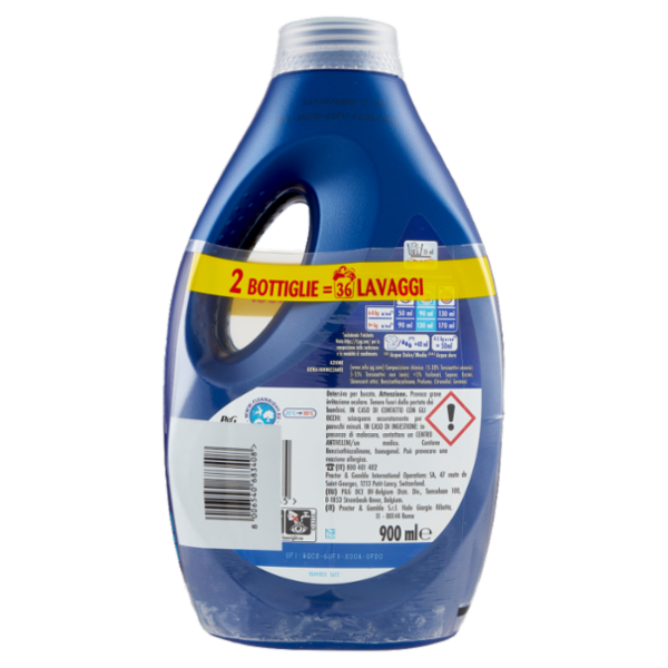 Dash Power Detersivo Liquido Lavatrice, Azione Extra-Igienizzante, 2x18 Lavaggi = 36 Lavaggi 2x900ml