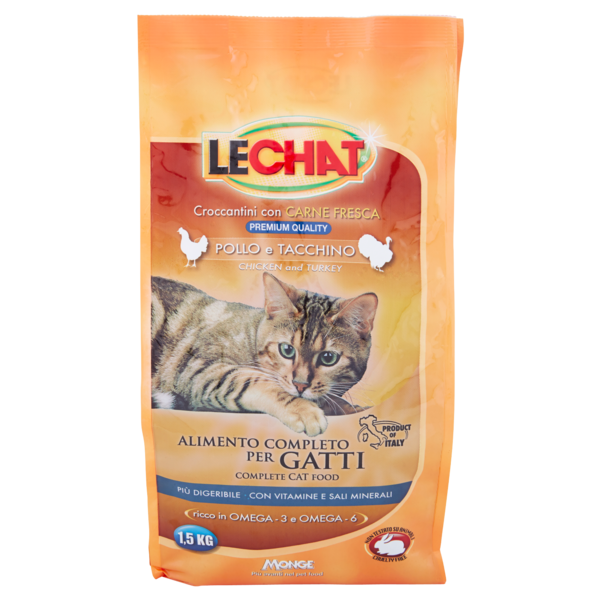 LeChat Croccantini con Carne Fresca Pollo e Tacchino 1,5 kg