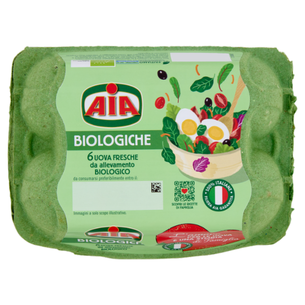 Aia Biologiche 6 Uova Fresche da allevamento Biologico 330 g