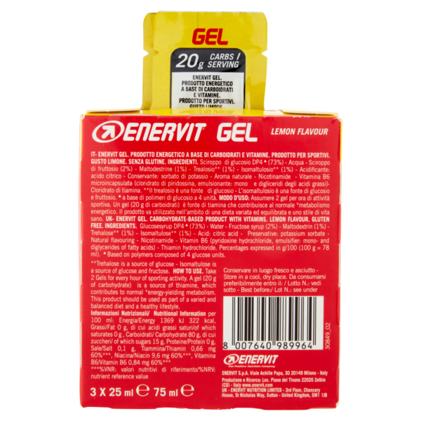 Enervit Gel Lemon Flavour 3 x 25 ml