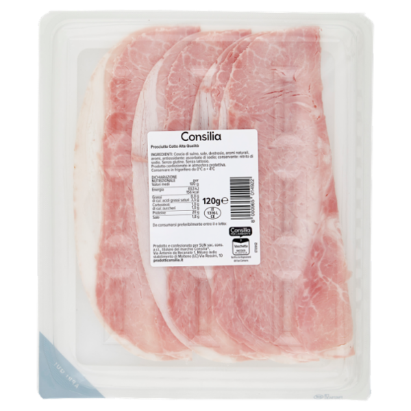 Consilia Prosciutto Cotto di Alta Qualità a Fette 120 g