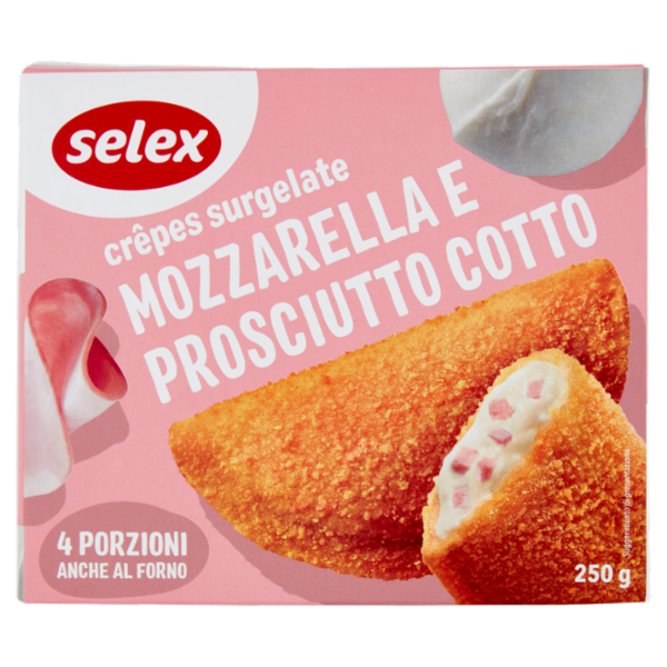 Selex Crêpes Surgelate Prosciutto Cotto e Mozzarella 4 pezzi 250 g