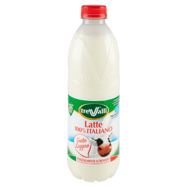 treValli Latte Parzialmente Scremato Pastorizzato a Temperatura Elevata 1000 ml