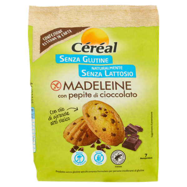 Céréal, Madeleine con pepite di cioccolato, Senza Glutine, Naturalmente Senza Lattosio - 210 g