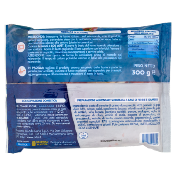 Arbi i pronti di mare Penne ai Gamberi Argentini 300 g