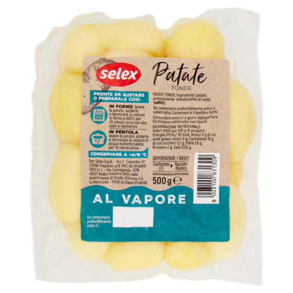 Selex Patate Tonde Pulite, Precotte e pronte da Cucinare 500 g
